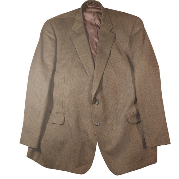 Vintage 90s IZOD Blazer Mens 52R Brown Herringbone 100% Wool Sport Coat Jacket